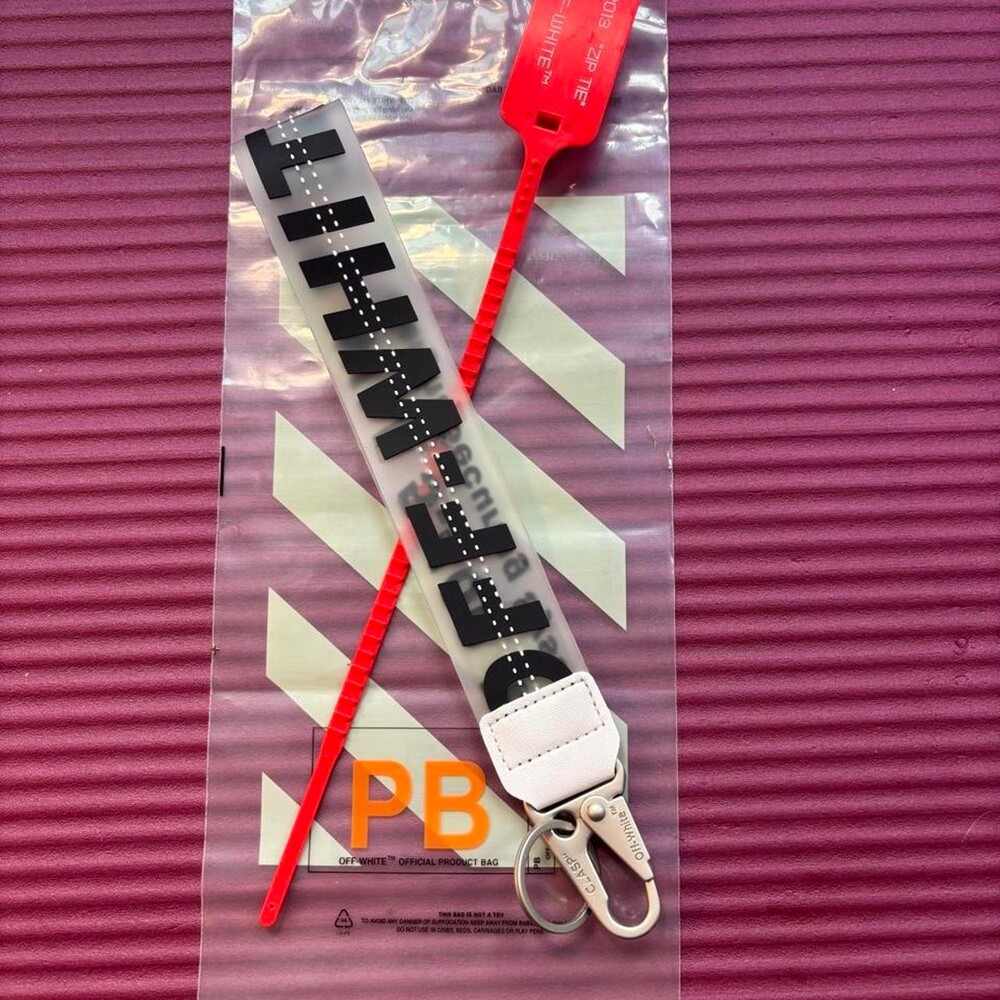 ๐ฆ Black (Clear, White Leather, silver clip) | Off-White | Keychain โโโโโโโโโโโโ